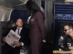 CFNM stewardesses buttfucked in 4some