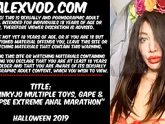 Hotkinkyjo numerous toys, gape & prolapse extraordinary assfuck marathon on Halloween 2019