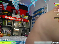 German Mega-slut Celebrating the Oktoberfest with her Aficionados naked and Playing Warm games in stream