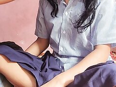 Schoolgirl kavita fellates small cock of