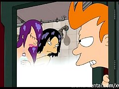 Futurama Anime porn - Bathroom threesome