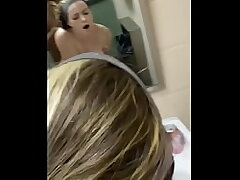 Cute dame gets bent over public bathroom